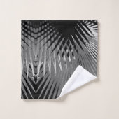 Schwarz-weißes tropisches Palme-Blatt-Bad-Tuch-Set Badhandtuch Set (Waschlappen)