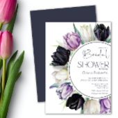 Schwarz-weißes Tulpen-Brautparty Einladung