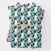 Schwarz-weißes Tuxedo Kitty Design Packpapier Geschenkpapier Set (Beispiel)