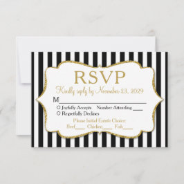 Schwarz-weißes UAWG-Hochzeitsmahl RSVP Karte