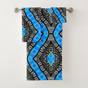 Schwarz-weißes und blaues modernes Set für Tribal-