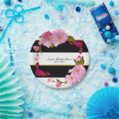 Schwarz-weißes und Gold Modernes Party mit Blumenm Pappteller (Party)