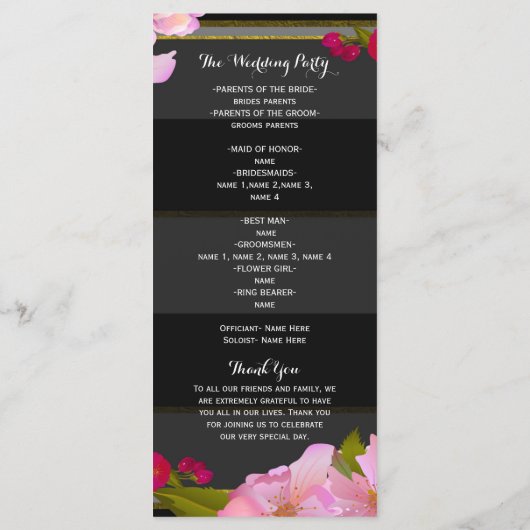 Schwarz-weißes und Gold Modernes Programm für Blum (Rückseite)