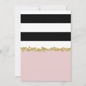 Schwarz-weißes und goldenes Glam-Brautparty in Ros Einladung (Rückseite)