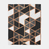 Schwarz-weißes und goldenes Mosaik Fleecedecke (Vorderseite)
