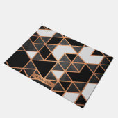 Schwarz-weißes und goldenes Mosaik Fußmatte (Schrägansicht)