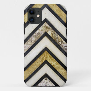 Schwarz-weißes und Goldstrukturiertes Zickzack Case-Mate iPhone Hülle