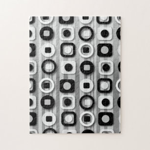 Schwarz-weißes und grau-modernes Muster Puzzle