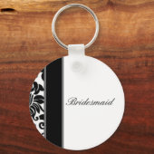 Schwarz-weißes und graues Damast-Hochzeitszitz-Set Schlüsselanhänger (Vorderseite)