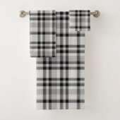Schwarz-weißes und graues Kariertes Badetuch Set (Insitu)