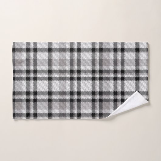 Schwarz-weißes und graues Kariertes Badetuch Set (Handtuch)