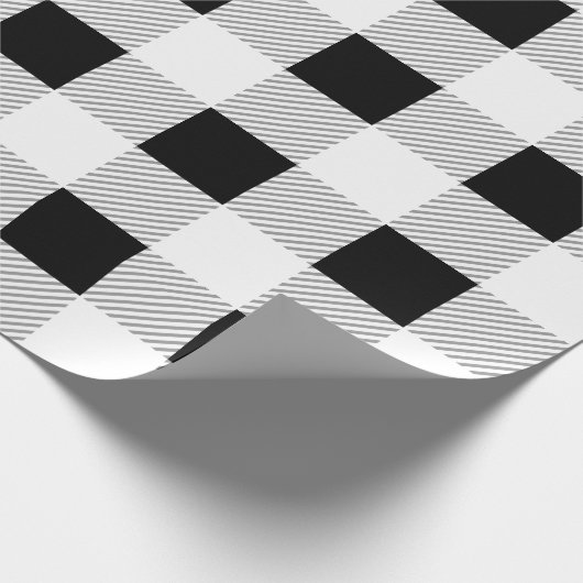Schwarz-weißes und graues Tartan-Muster Geschenkpapier (Ecke)