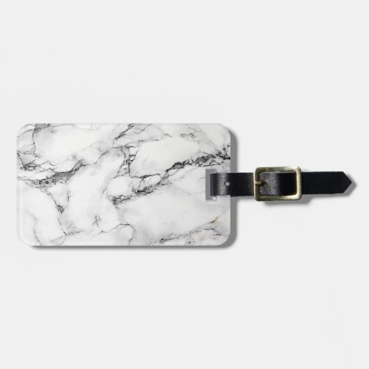 Schwarz-weißes und hellgraues Marmorsteinmuster Gepäckanhänger (Vorderseite horizontal)