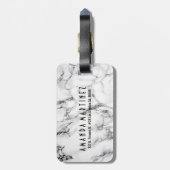 Schwarz-weißes und hellgraues Marmorsteinmuster Gepäckanhänger (Rückseite vertikal)
