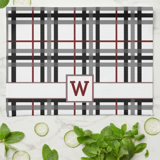 Schwarz-weißes und Kariertes Küchentuch (Gefaltet)