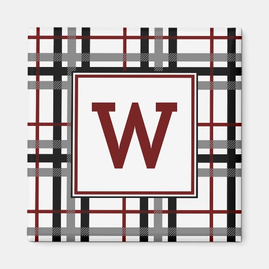 Schwarz-weißes und Kariertes Magnet (Vorne)