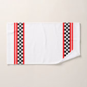 Schwarz-weißes und rot akzentriertes Rennen Badhandtuch Set (Handtuch)