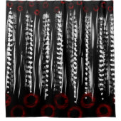 Schwarz-weißes und rotes abstraktes Badetuch Set Duschvorhang (Vorderseite)