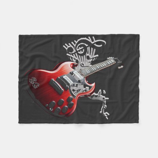 Schwarz-weißes und rotes Design Fleecedecke (Vorderseite (Horizontal))