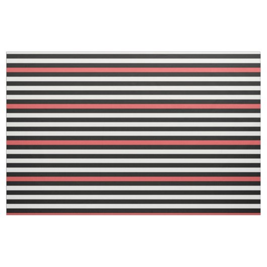 Schwarz-weißes und rotes gestreiftes Muster Stoff (Fat Quarter (45,7 x 55,9 cm))