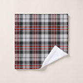 Schwarz-weißes und rotes Kariertes Badetuch Set (Waschlappen)