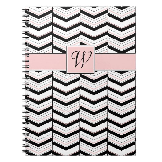 Schwarz-weißes und Zickzack Notebook Notizblock (Vorderseite)