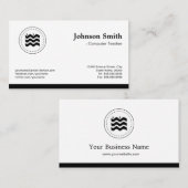 Schwarz-weißes veränderbares Logo für Computerlehr Visitenkarte (Vorne/Hinten)