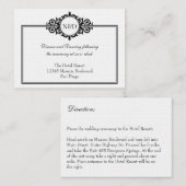 Schwarz-weißes Viktorianisches Hochzeitszentrum Begleitkarte (Vorne/Hinten)