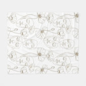 Schwarz-weißes vintage Blumen-Gesichtslinien-Muste Fleecedecke (Vorderseite (Horizontal))