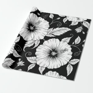 Schwarz-weißes vintage-blumiges nahtloses Muster ( Geschenkpapier