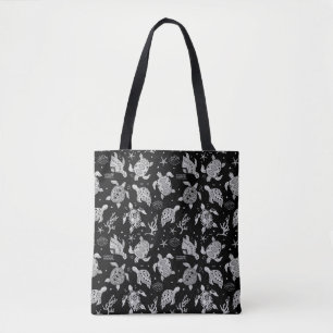 schwarz-weißes Vintage-Schildkrötenmuster Tasche