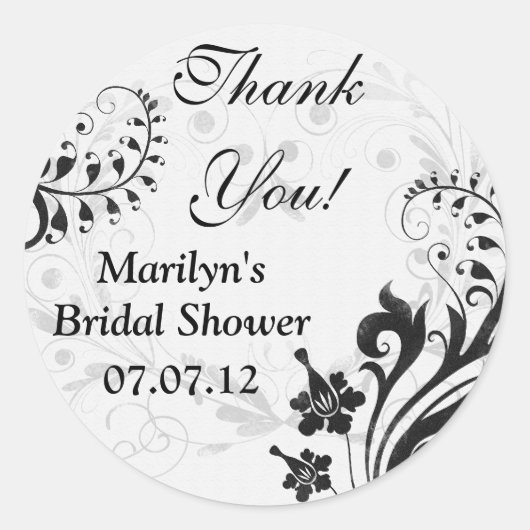 Schwarz-weißes Vintages Brautparty Runder Aufkleber (Vorderseite)