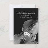 Schwarz-weißes Violine Musician Beerdigung Beileid Dankeskarte (Vorderseite)