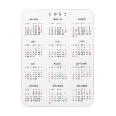 Schwarz-weißes Volljahr 2025 Kalender Kühlschrank Magnet (Vertikal)