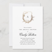 Schwarz-weißes Wappen aus Gold Brautparty Einladung (Vorderseite)