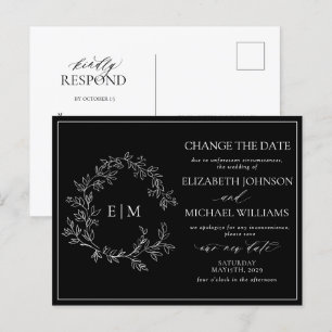 Schwarz-weißes Wappen Einladungspostkarte