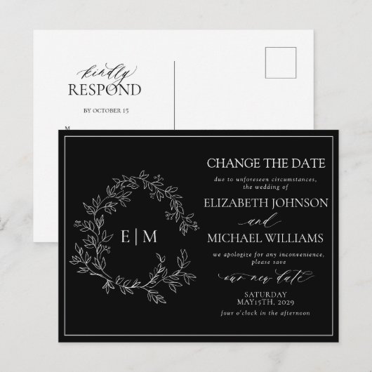 Schwarz-weißes Wappen Einladungspostkarte (Vorne/Hinten)