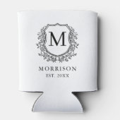 Schwarz-weißes Wappen Moderne Monogramm Hochzeit Dosenkühler (Rückseite)