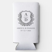 Schwarz-weißes Wappen Moderne Monogramm Hochzeit Selters Dosenkühler (Rückseite)