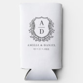 Schwarz-weißes Wappen Moderne Monogramm Hochzeit Selters Dosenkühler (Vorderseite)