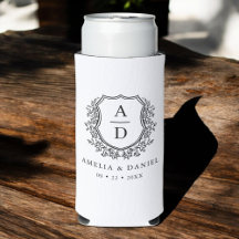 Schwarz-weißes Wappen Moderne Monogramm Hochzeit