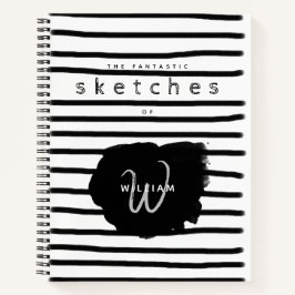 Schwarz-weißes Wasserfarbenhandbuch Notizblock