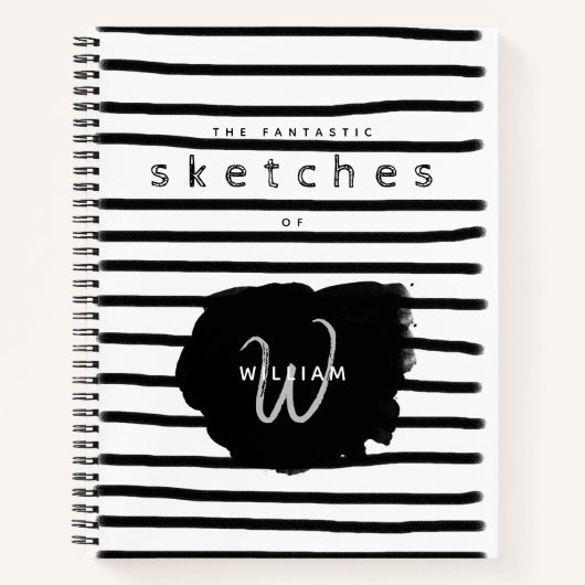 Schwarz-weißes Wasserfarbenhandbuch Notizblock (Vorderseite)