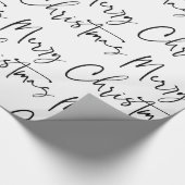 Schwarz-weißes Weihnachts-Script-Geschenk Geschenkpapier (Ecke)