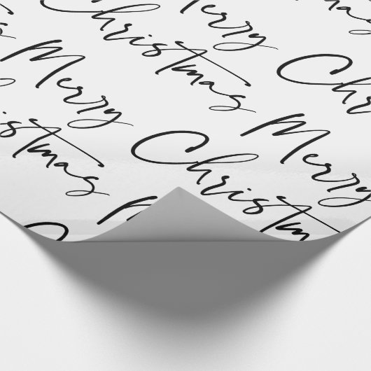 Schwarz-weißes Weihnachts-Script-Geschenk Geschenkpapier (Ecke)