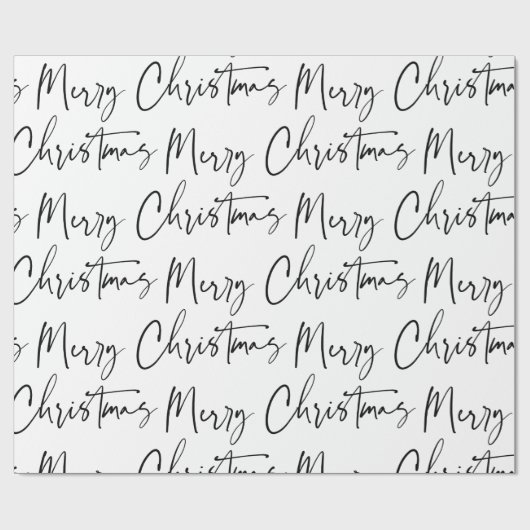 Schwarz-weißes Weihnachts-Script-Geschenk Geschenkpapier (Flach)