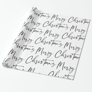 Schwarz-weißes Weihnachts-Script-Geschenk Geschenkpapier