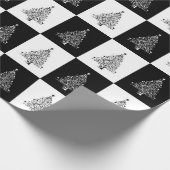 Schwarz-weißes Weihnachtsbaum-Muster elegant Geschenkpapier (Ecke)
