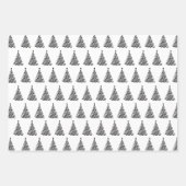 Schwarz-weißes Weihnachtsbaummuster Elegant Einfac Geschenkpapier Set (Vorderseite 3)