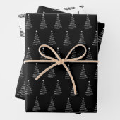 Schwarz-weißes Weihnachtsbaummuster Elegant Einfac Geschenkpapier Set (Beispiel)